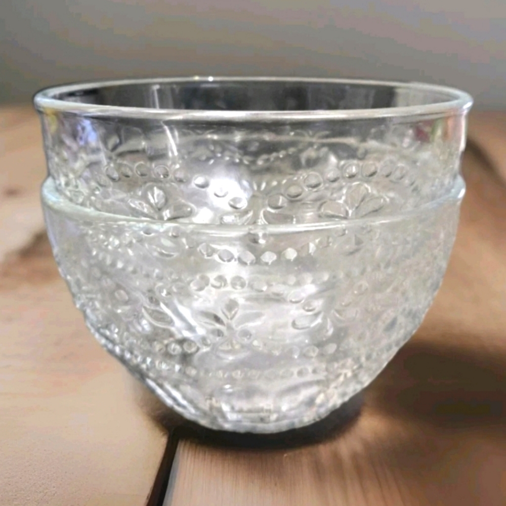 Clear Textured Glass Dish Set